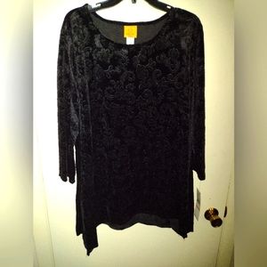 Ruby Rd. 2X Black 3/4 Sleeve Tunic NWT